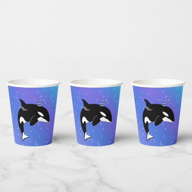 Customisable Orca Killer Whale Birthday  Paper Cups (Multi)