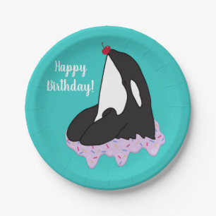 Customisable Orca Killer Whale Birthday Paper Plate
