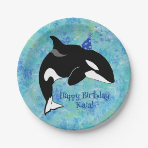 Customisable Orca Killer Whale Birthday Paper Plate