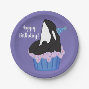 Customisable Orca Killer Whale Birthday Paper Plate