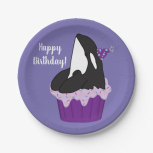 Customisable Orca Killer Whale Birthday Paper Plate