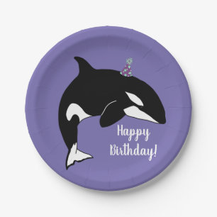 Customisable Orca Killer Whale Birthday Paper Plate