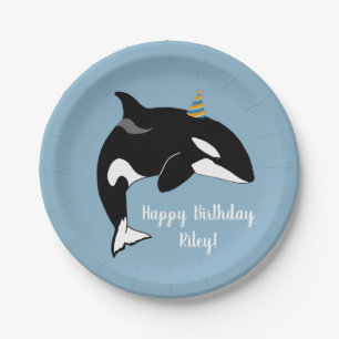 Customisable Orca Killer Whale Birthday  Paper Plate