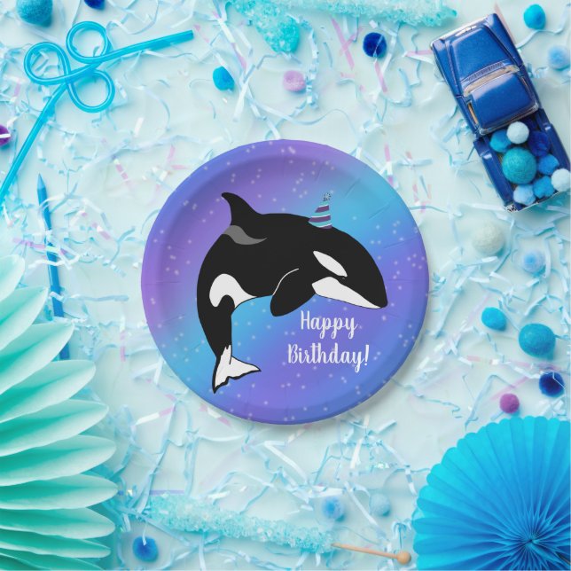 Customisable Orca Killer Whale Birthday  Paper Plate (Party)
