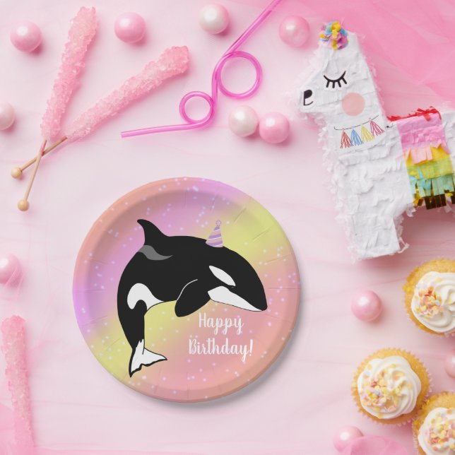 Customisable Orca Killer Whale Birthday  Paper Plate (Party)