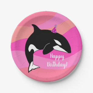 Customisable Orca Killer Whale Birthday Paper Plate