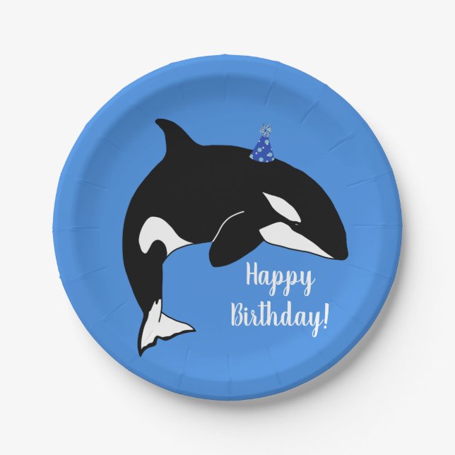 Customisable Orca Killer Whale  Birthday  Paper Plate (Front)
