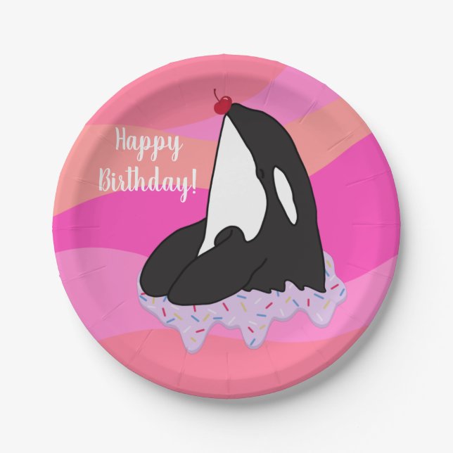 Customisable Orca Killer Whale  Birthday Paper Plate (Front)