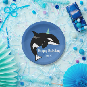 Customisable Orca Killer Whale Birthday Paper Plate