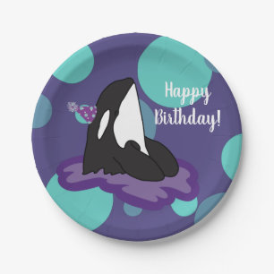 Customisable Orca Killer Whale  Birthday Paper Plate