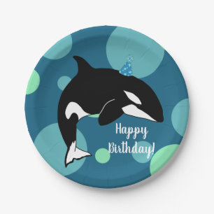 Customisable Orca Killer Whale  Birthday Paper Plate