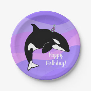 Customisable Orca Killer Whale Birthday Paper Plate