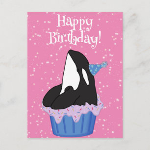 Customisable Orca Killer Whale  Birthday Postcard