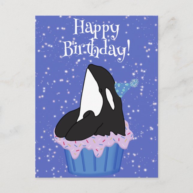Customisable Orca Killer Whale  Birthday Postcard (Front)