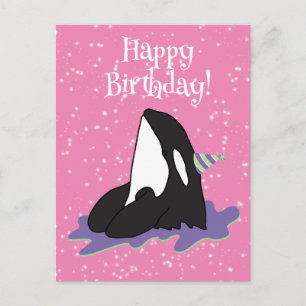 Customisable Orca Killer Whale Birthday Postcard