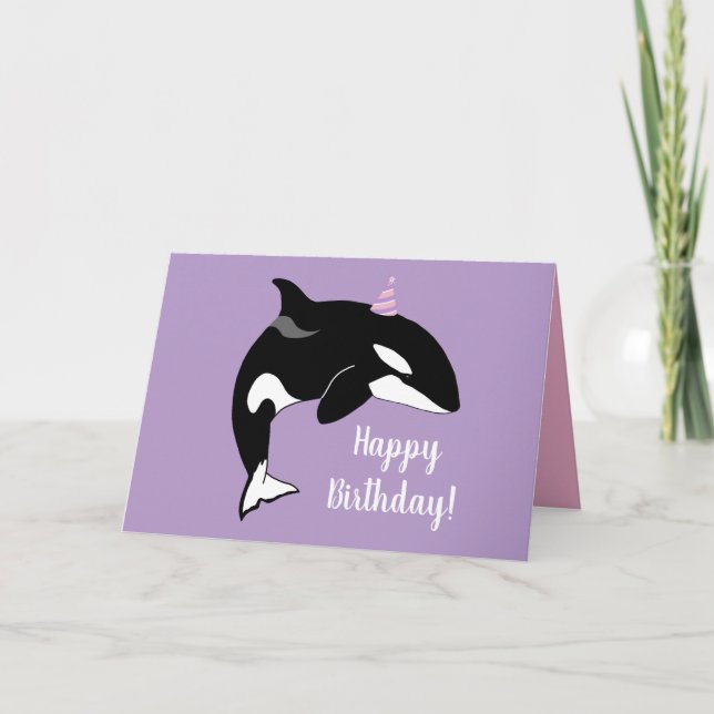 Customisable Orca Killer Whale Birthday  Thank You Card (Front)