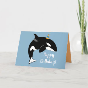 Customisable Orca Killer Whale Birthday Thank You Card