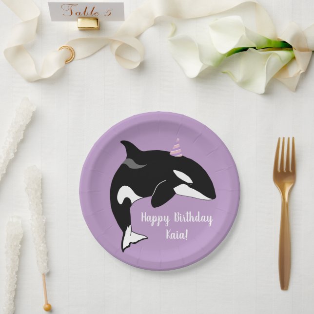Customisable Orca Killer Whale Paper Plate (Wedding)