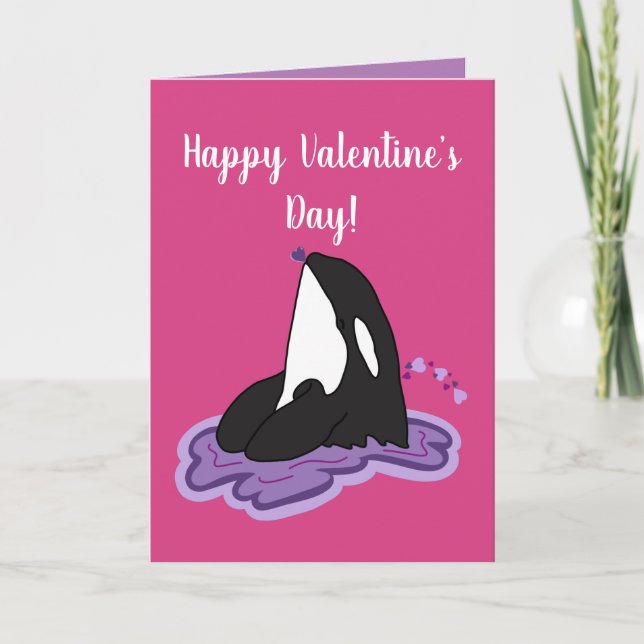 Customisable Orca Valentines Day Card (Front)