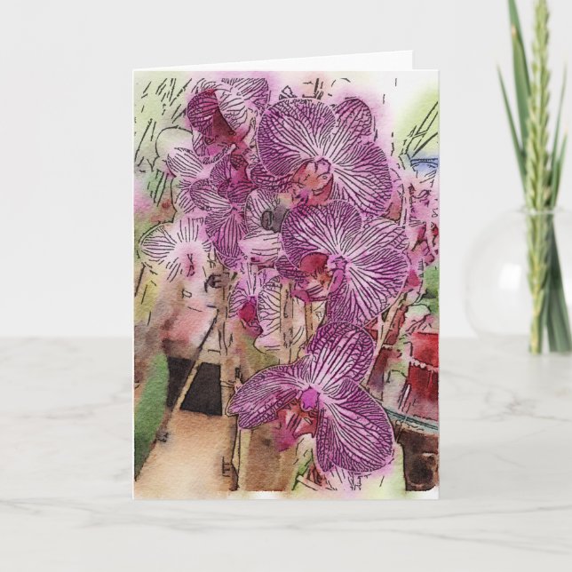 Customisable Orchids Greeting Card (Front)