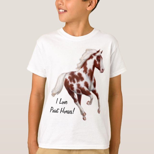 Customisable Overo Paint Horse Kids T-Shirt (Front)