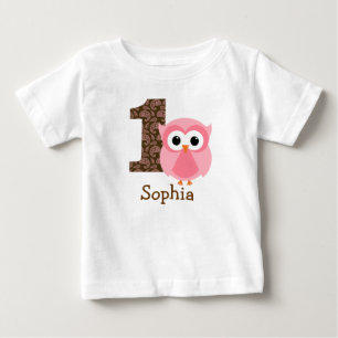 Customisable Owl First birthday shirt one year
