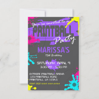 customisable PAINTBALL PARTY INVITATION