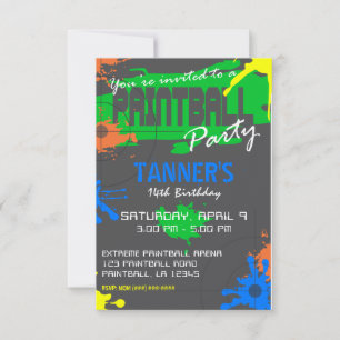 customisable PAINTBALL PARTY INVITATION