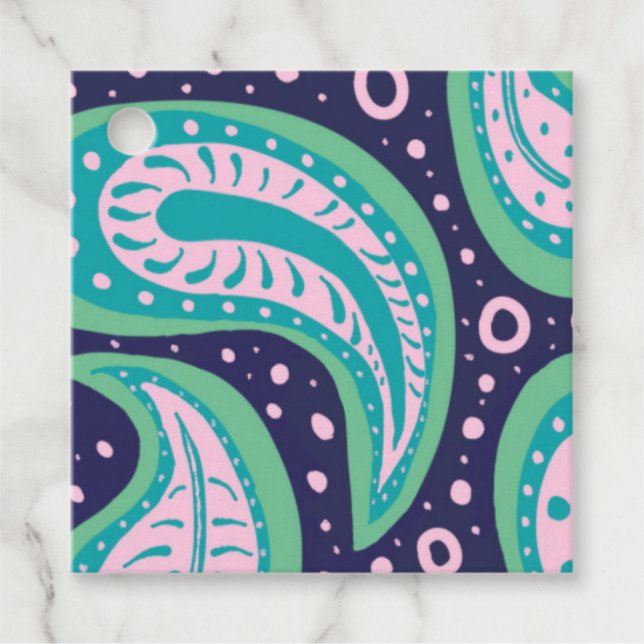 Customisable Paisley Favour Tags (Front)