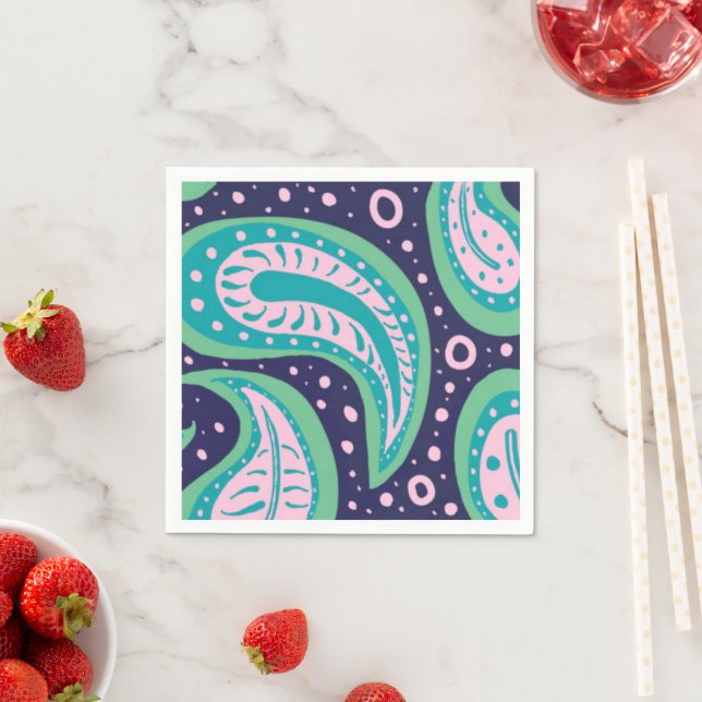 Customisable Paisley Paper Napkin (Insitu)