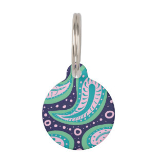 Customisable Paisley Round Pet Tag