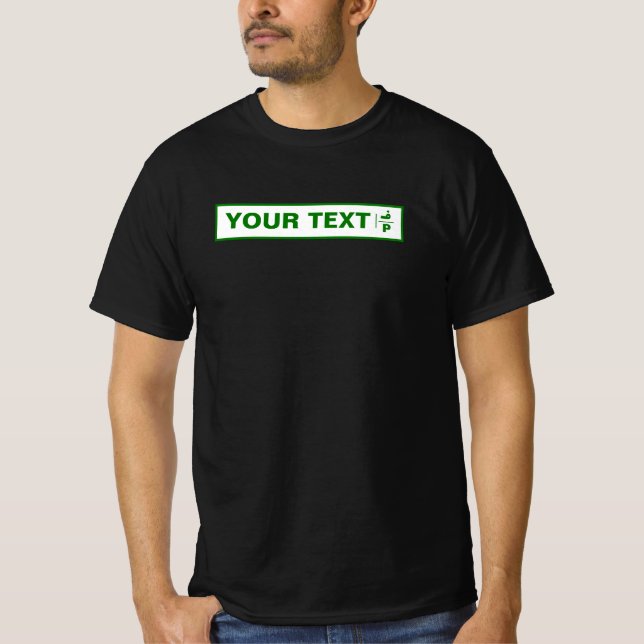 Customisable Palestine car registration plate.  T-Shirt (Front)