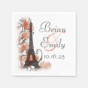 Customisable Paris Eiffel Tower paper napkins