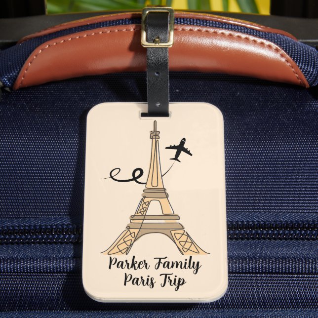 Customisable Paris Trip Chic Eiffel Tower Luggage Tag (Front Insitu 2)