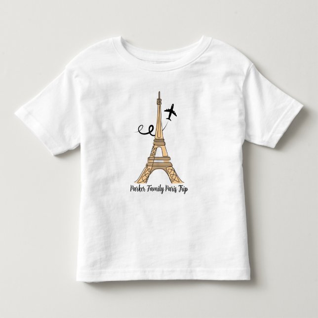 Customisable Paris Trip Chic Eiffel Tower Toddler T-Shirt (Front)