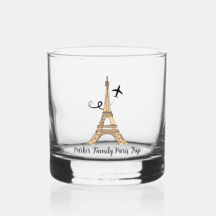 Customisable Paris Trip Chic Eiffel Tower Whiskey Glass