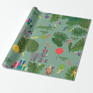 Customisable Party Animals Zoo Jungle  Wrapping Paper