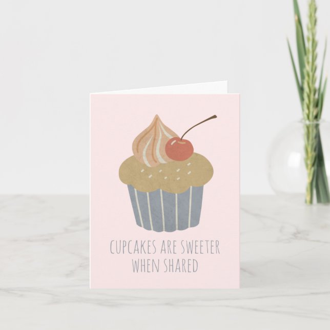 Customisable Pastel Cherry Cupcake Card (Front)