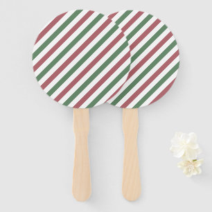 Customisable Pastel Christmas Stripes Hand Fan