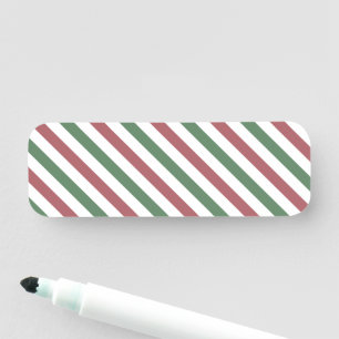 Customisable Pastel Christmas Stripes Name Tag