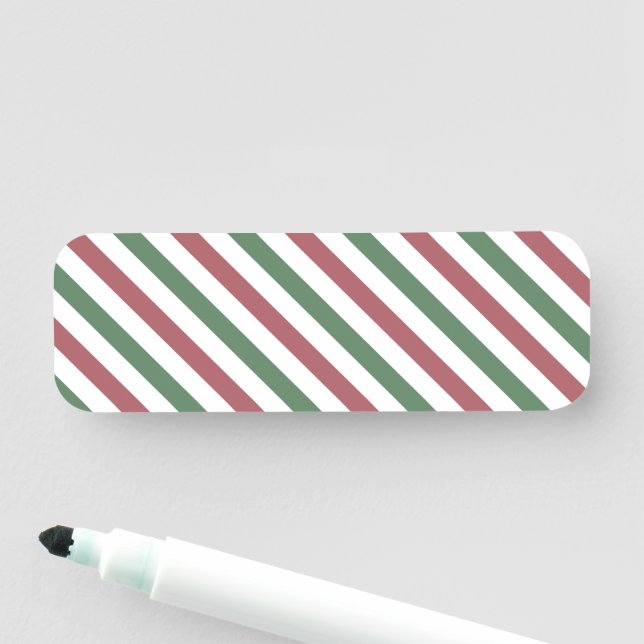 Customisable Pastel Christmas Stripes Name Tag (In Situ)