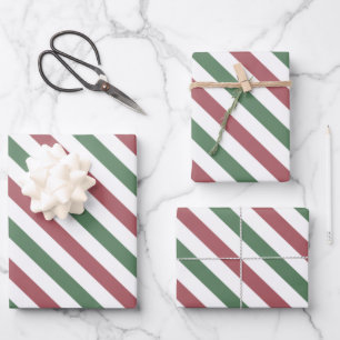 Customisable Pastel Christmas Stripes Wrapping Paper Sheet