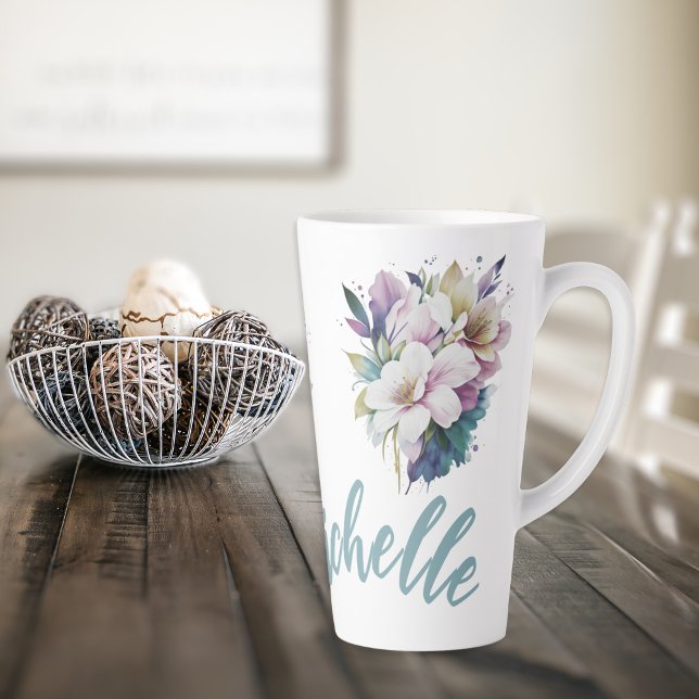 Customisable Pastel Floral Latte Mug (Creator Uploaded)
