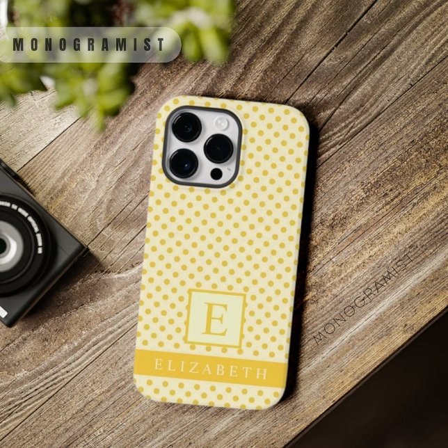 Customisable Pastel Pale Butter Yellow Polka Dot Case-Mate iPhone Case (Customizable Pastel Pale Butter Yellow Polka Dot Case-Mate iPhone Case)