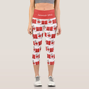 Customisable Patriotic CANADA FLAG Capri Leggings