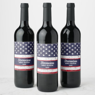 Customisable Patriotic Family Reunion Can Cooler Wine Label