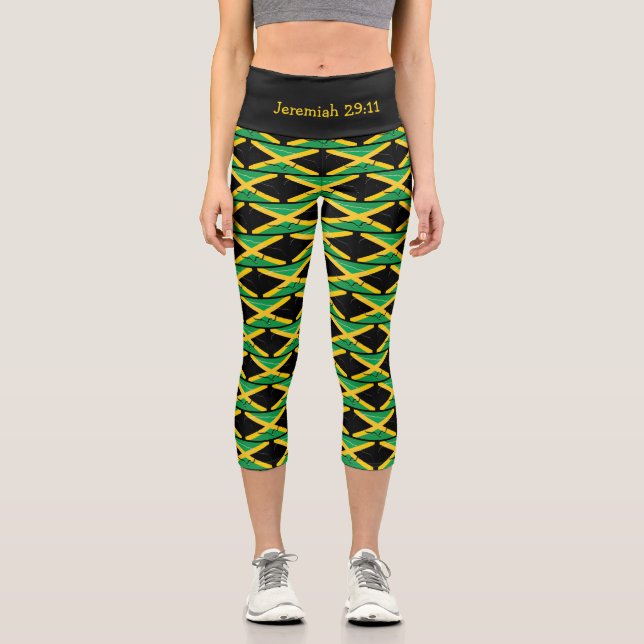 Customisable | Patriotic | JAMAICA FLAG Capri Leggings (Front)