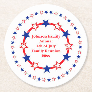 Customisable Patriotic Party Essentials Round Paper Coaster