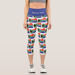 Customisable Patriotic SOUTH AFRICA FLAG Capri Leggings