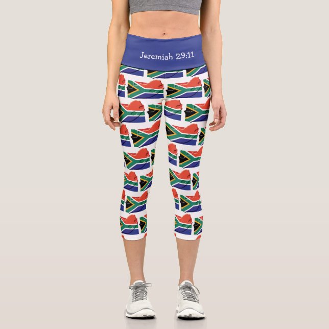 Customisable | Patriotic | SOUTH AFRICA FLAG Capri Leggings (Front)